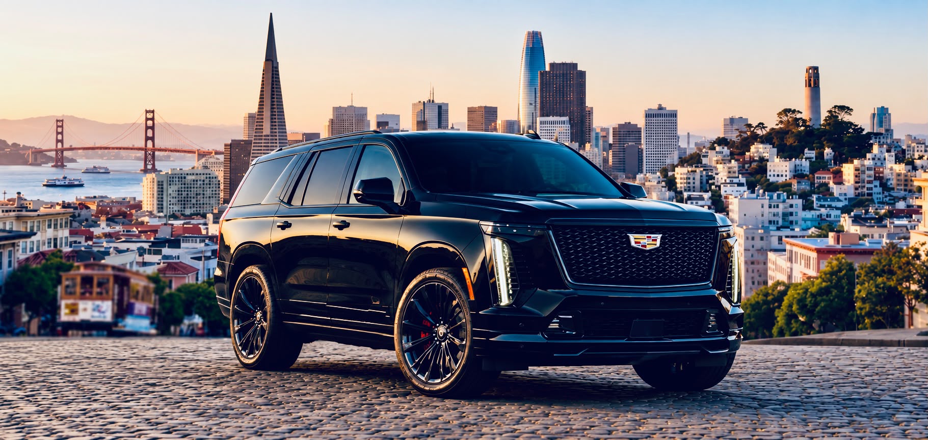 Black Cadillac Escalade or similar large SUV