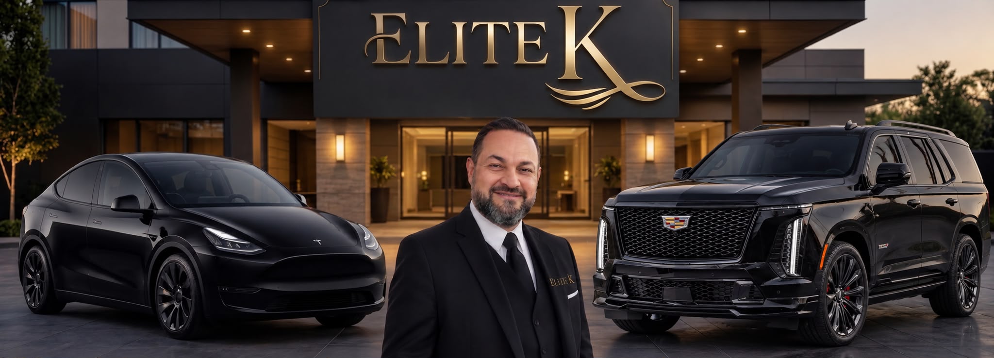 Elite Kar Service — Kyle Gus with the Tesla Model Y and Cadillac Escalade